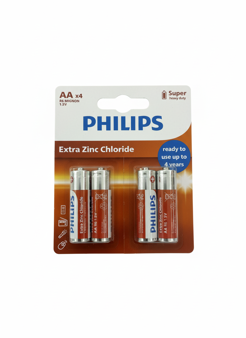Philips AA Extra Zinc Chloride Super Heavy Duty Batteries (4-pack)