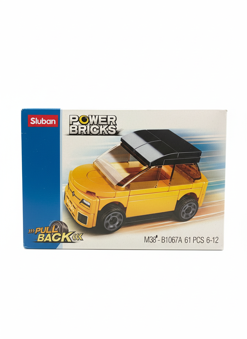 Sluban Power Bricks Pull Back Light Blue Car Building Set M38-B1067G
