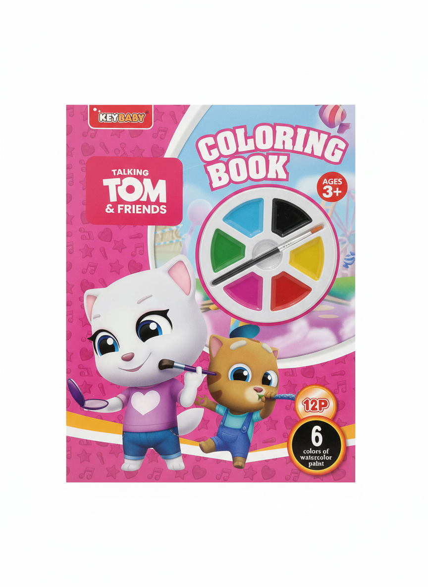 KEYBABY Talking Tom & Friends Coloring Book with Watercolors
