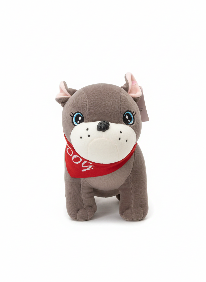 Cream French Bulldog Plush Toy with "DOG" Bandana 22 Cm