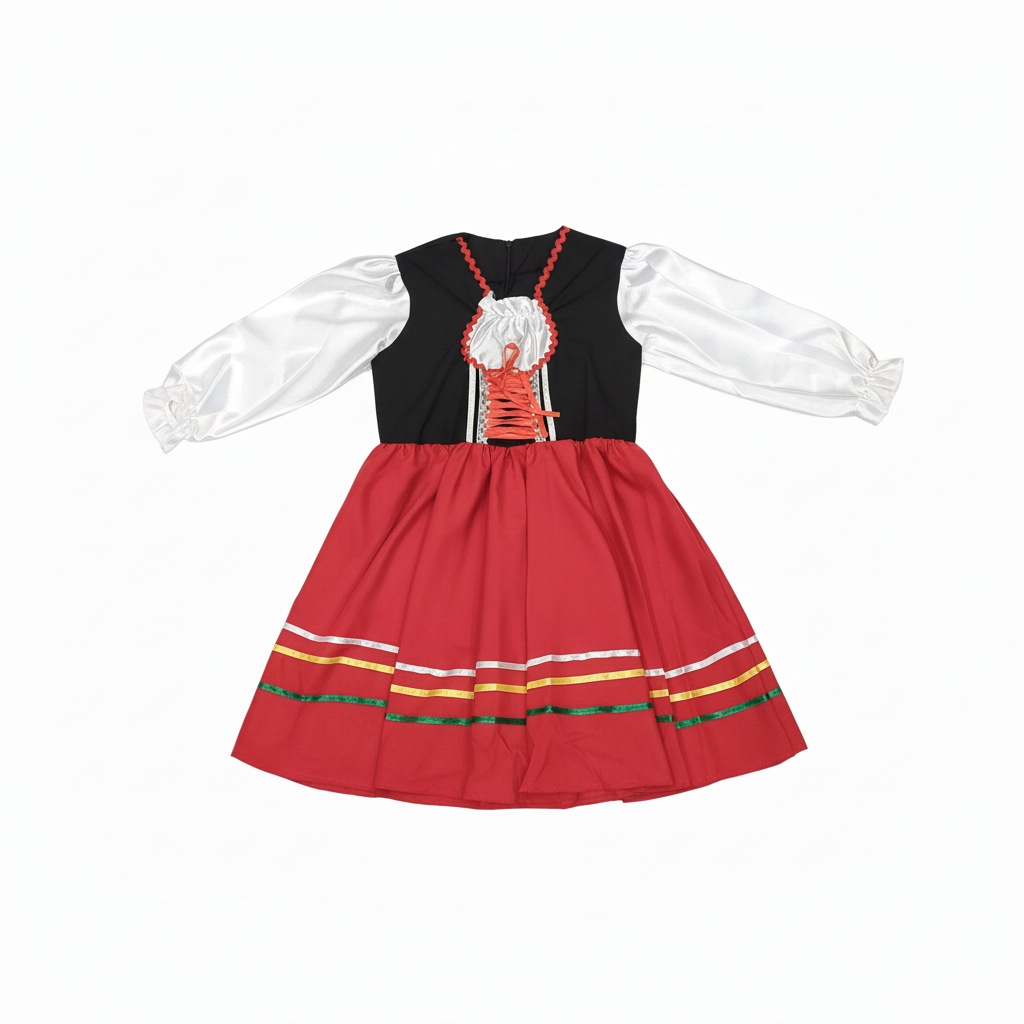 Italian Girls' Vibrant Traditional Folk Dance Costume