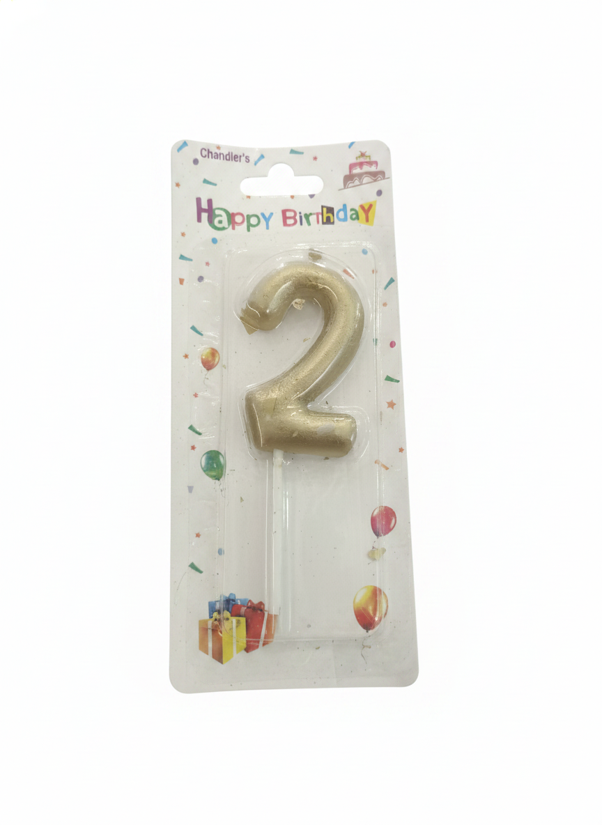 Chundler's Happy Birthday Silver Number 2 Candle