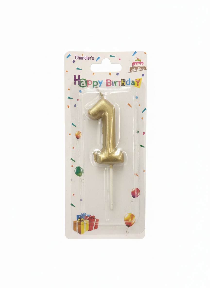 Chamtler's Happy Birthday Number 1 Silver Candle
