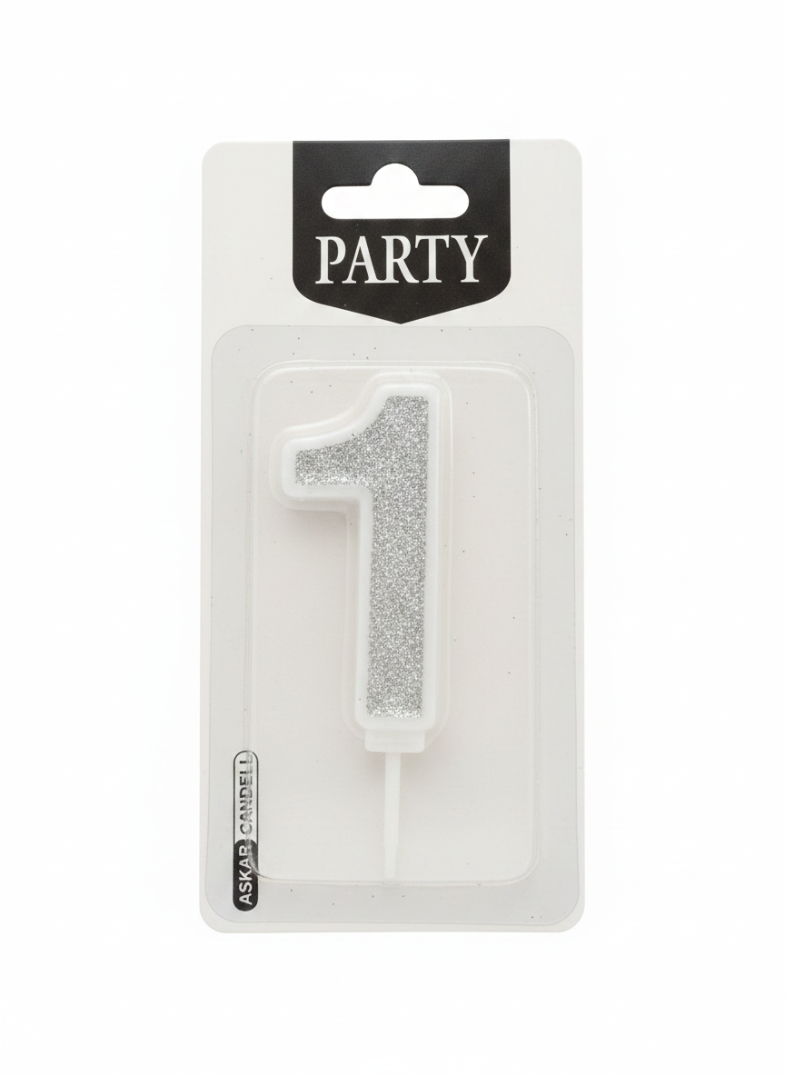 Askar Candle Party Number 1 Glitter Birthday Candle