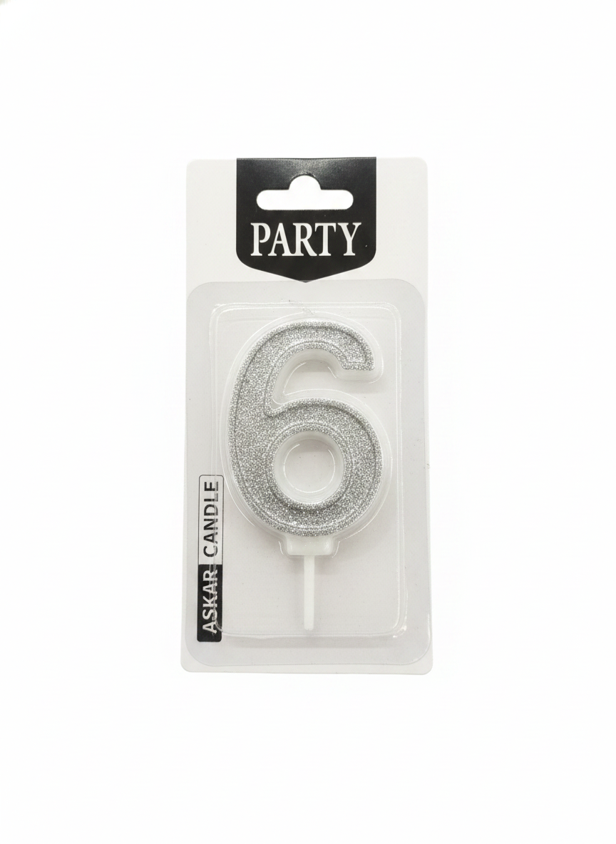 Askari Party Glitter Number 6 Birthday Candle