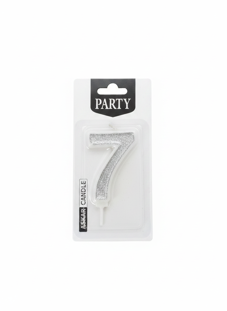 Askar Candle Party Number 7 Gold Glitter Candle