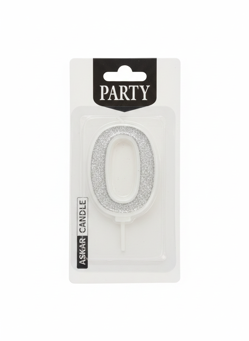 Askar Party Glitter Number 0 Candle