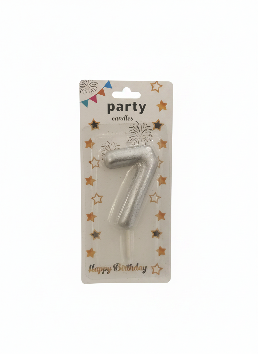 Party Candle Number 7 Silver
