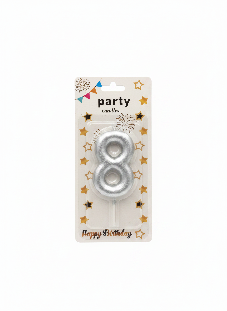 Gold Number 8 Party Birthday Candle