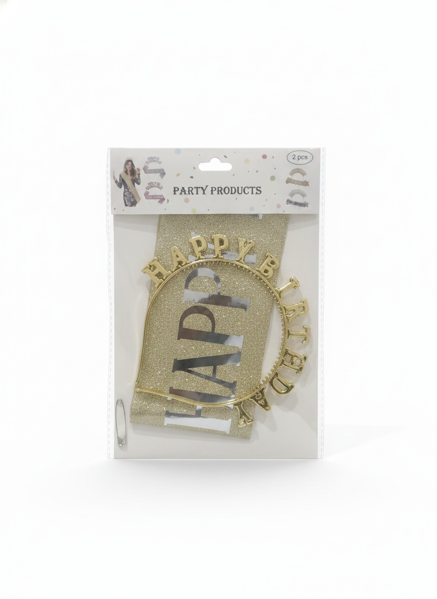 Happy Birthday Headband & Sash Party Set