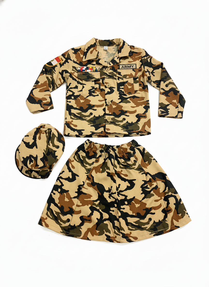 Girl Army Camouflage Costume Set