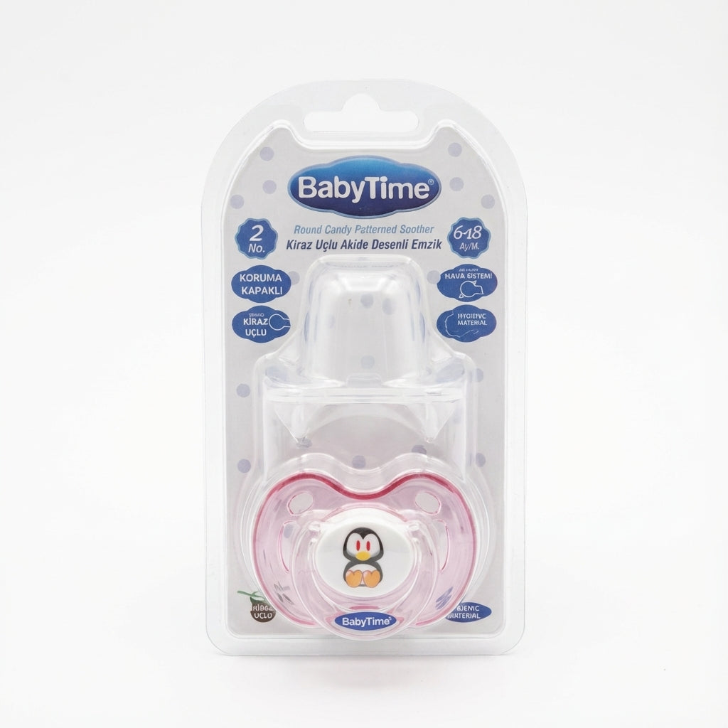 BabyTime Round Cherry-Tipped Candy Patterned Soother Stage 2 (6-18 Months)