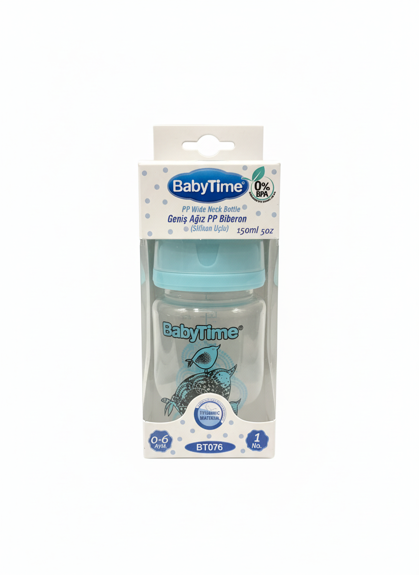BabyTime PP Wide Neck Bottle (Silikon Uçlu), 150ml