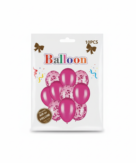10PCS Pink & Confetti Balloon Set
