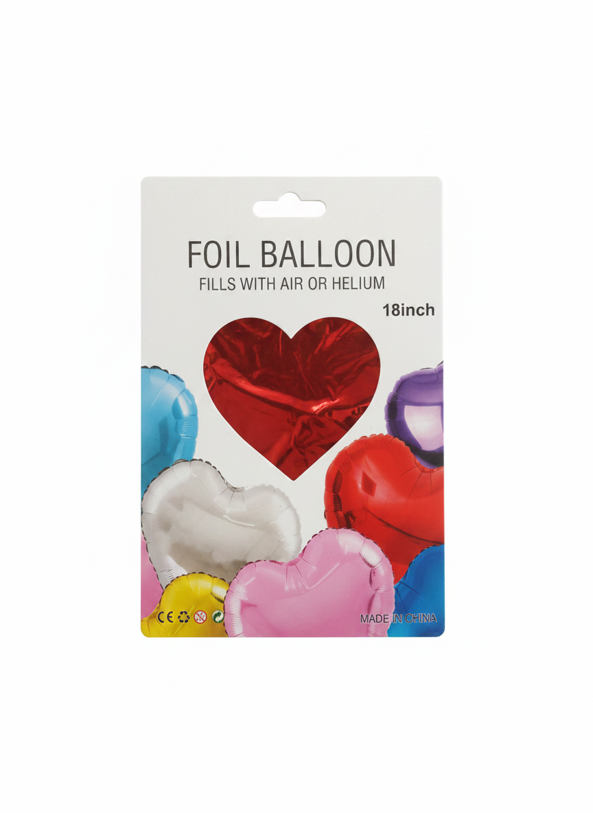18-inch Heart Shaped Foil Helium Balloon