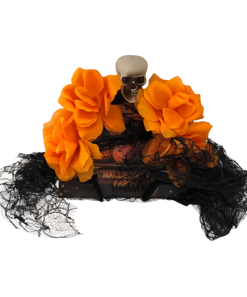 Halloween Skull Hairband With Flowers