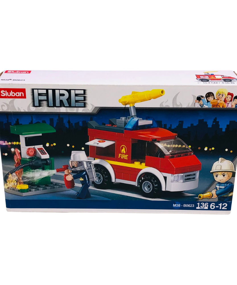 Small Fire Truck + Oil Station 136 PCS