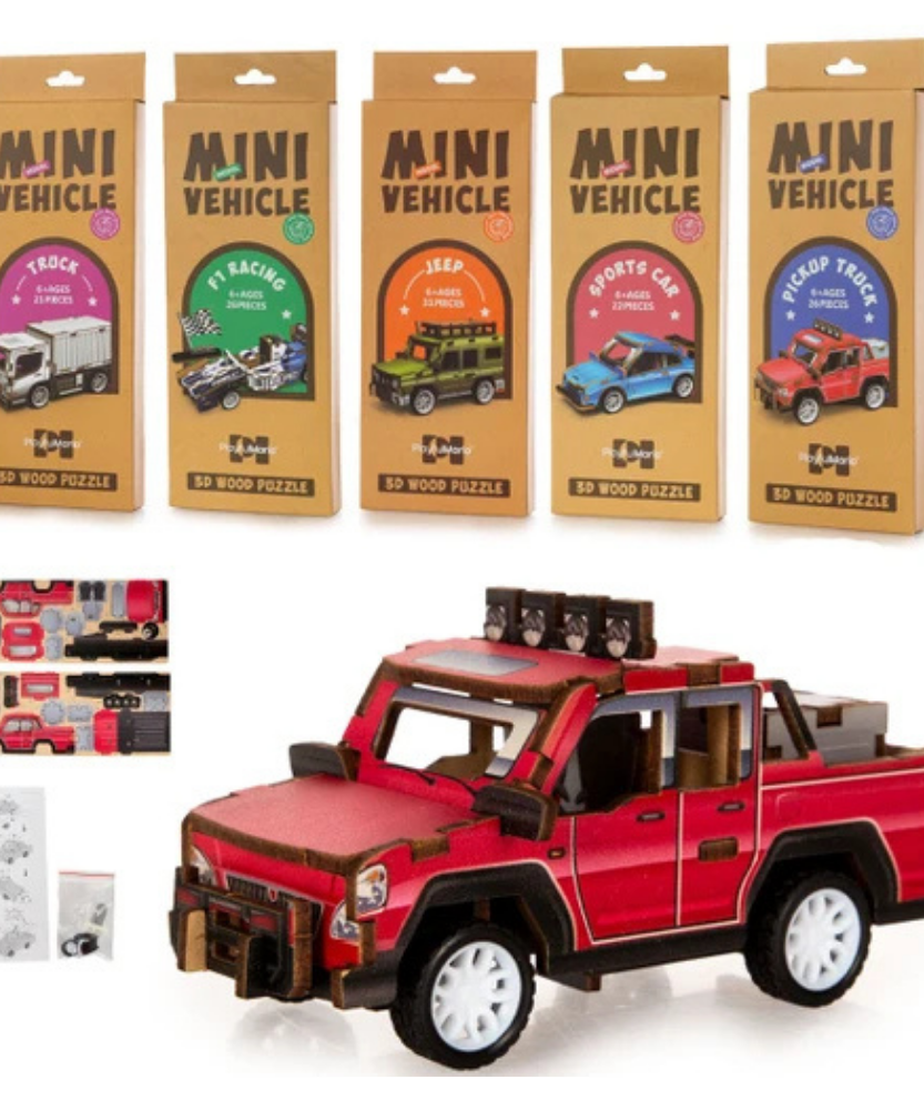 PlayfulMario Mini Vehicle Model Ambulance 3D Wood Puzzle