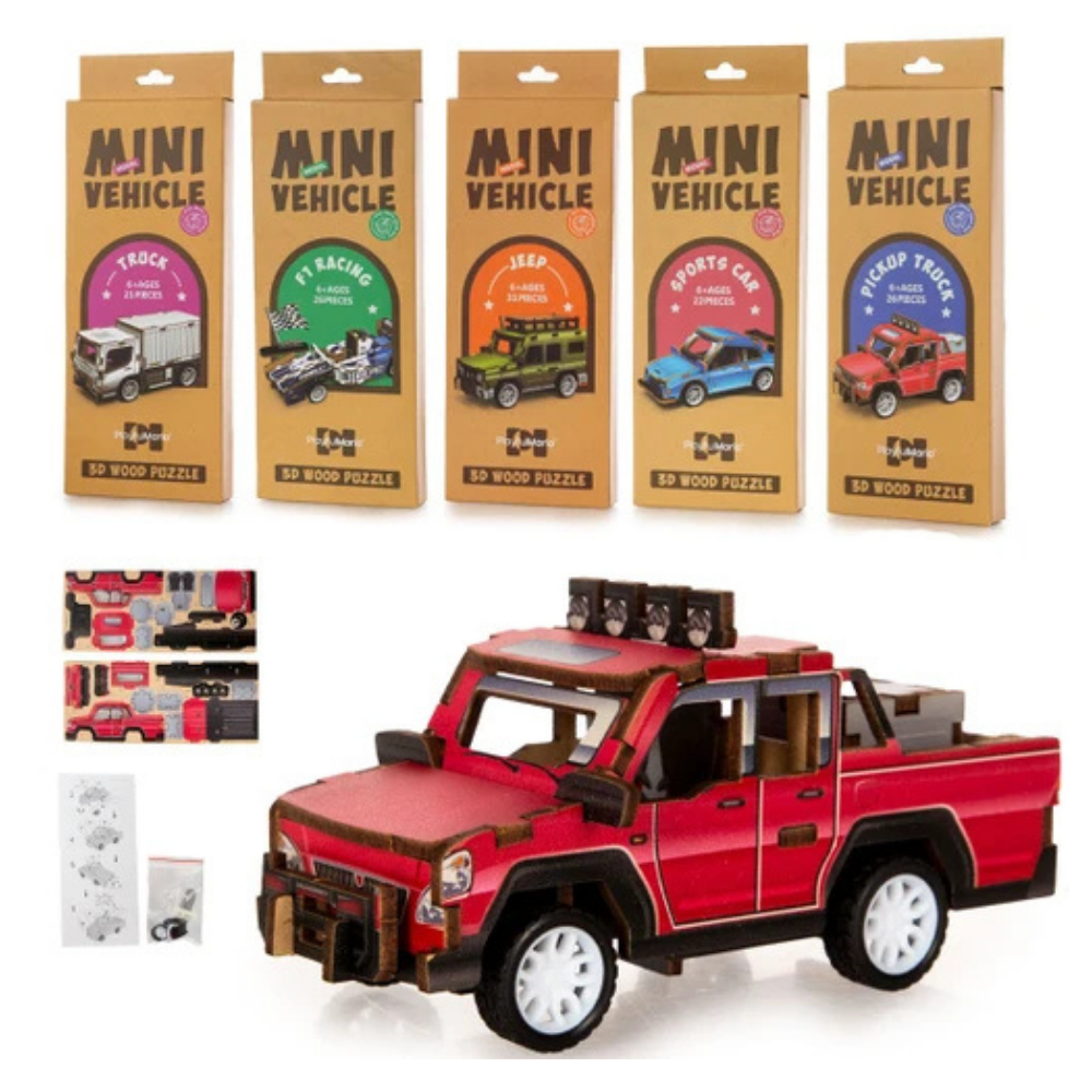 PlayfulMario Mini Vehicle Model Ambulance 3D Wood Puzzle