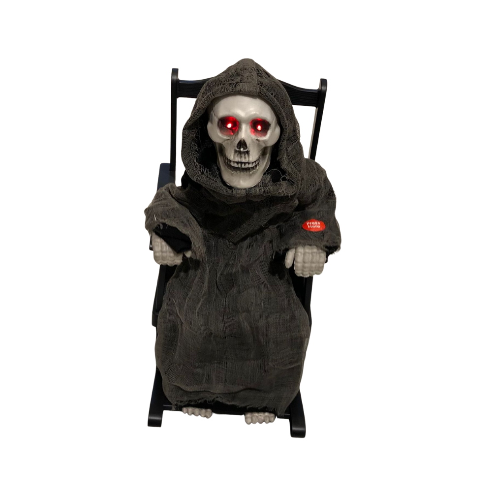 Halloween Old Skeleton Man On A Chair With Sound
