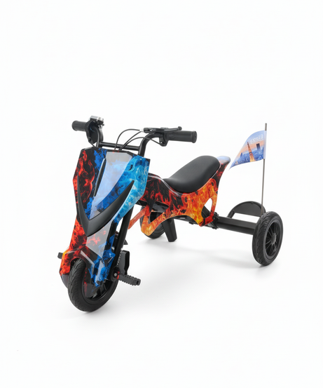 3-Wheel Electric Drift Scooter with Flame Graphics