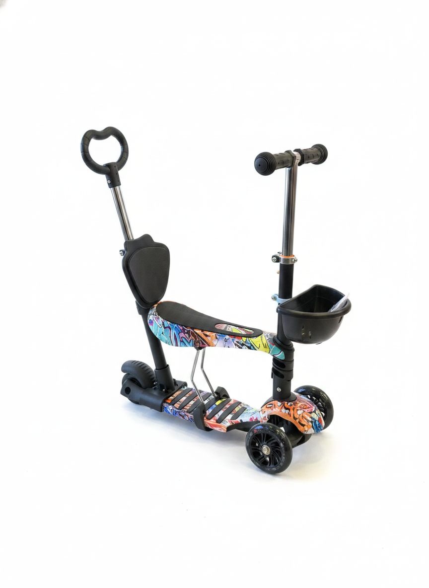 3-in-1 Transformable Kids Scooter with Seat and Parent Push Handle