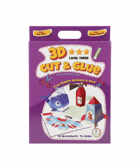 3D Cut & Glue Level Three Activity Book For Kids