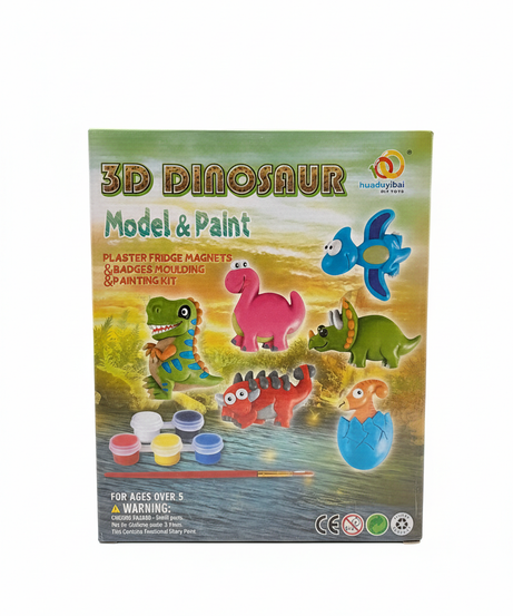 3D Dinosaur Model & Paint Plaster Fridge Magnets & Badges Moulding & Painting Kit