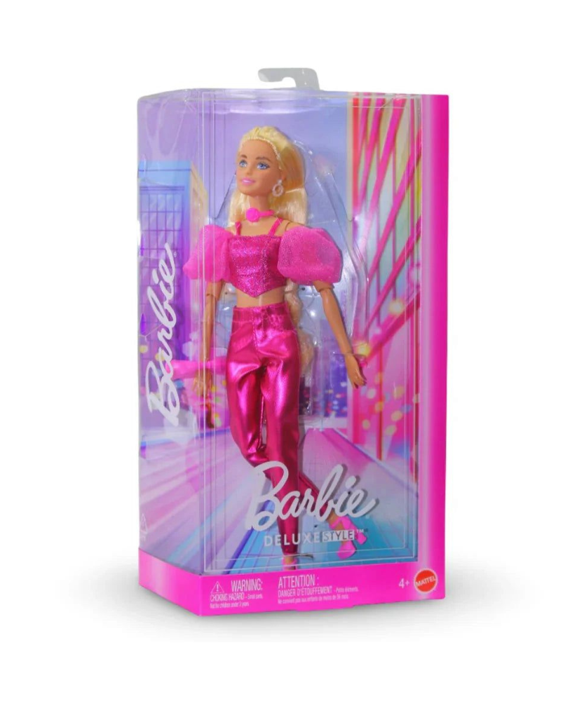 Mattel Barbie Deluxe Style Fashion Doll In Metallic Pink Outfit With Corset Top And Accessories, Blonde