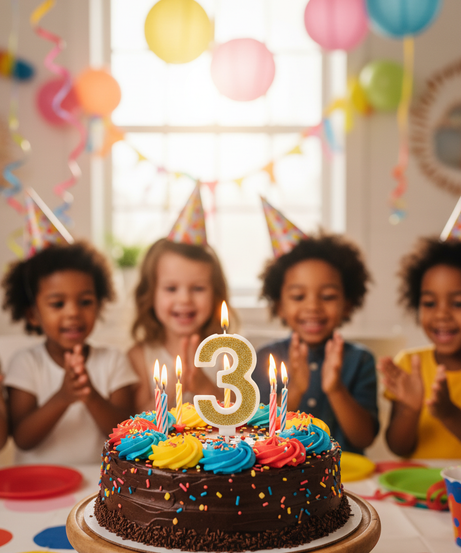 ASKAR CANDELD Party Gold Glitter Number 3 Birthday Candle