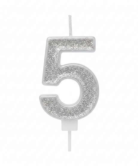 ASKAR CANDLE Party Glitter Number 5 Candle