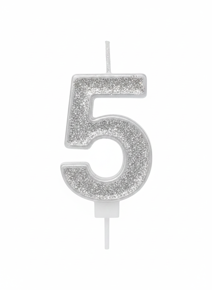 ASKAR CANDLE Party Glitter Number 5 Candle