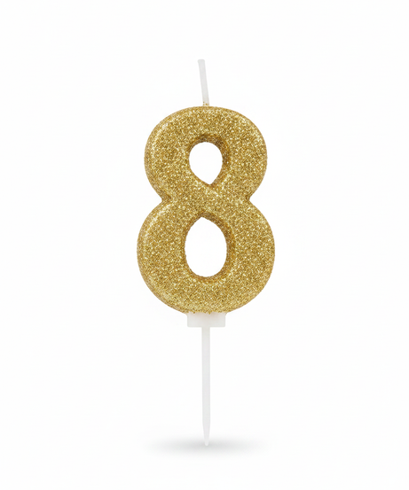 ASKAR CANDLE Party Glitter Number 8 Candle