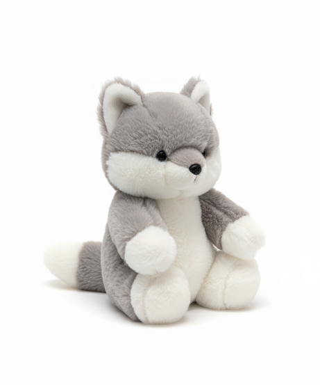 Adorable Grey and White Husky Puppy Plush Toy