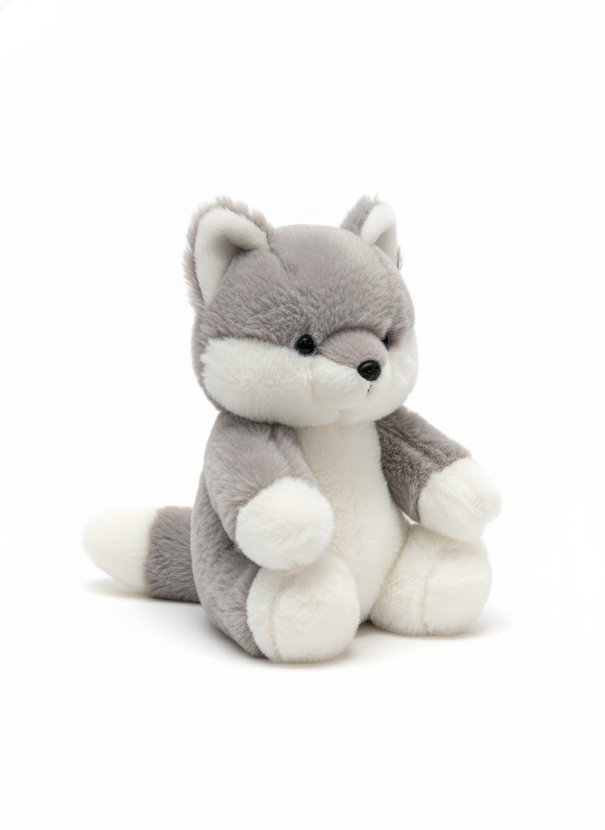 Adorable Grey and White Husky Puppy Plush Toy