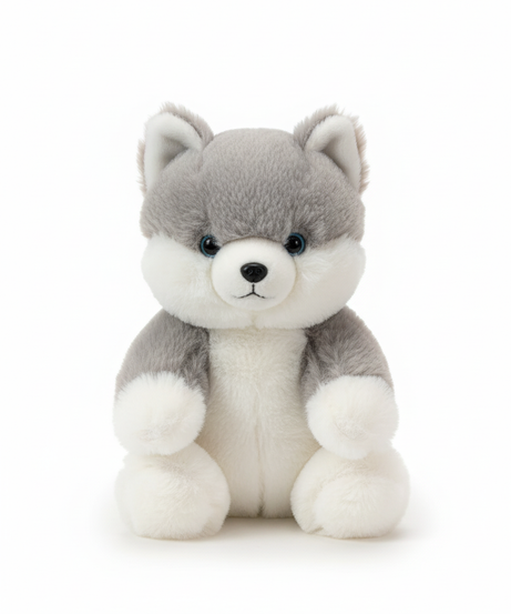Adorable Grey and White Husky Puppy Plush Toy