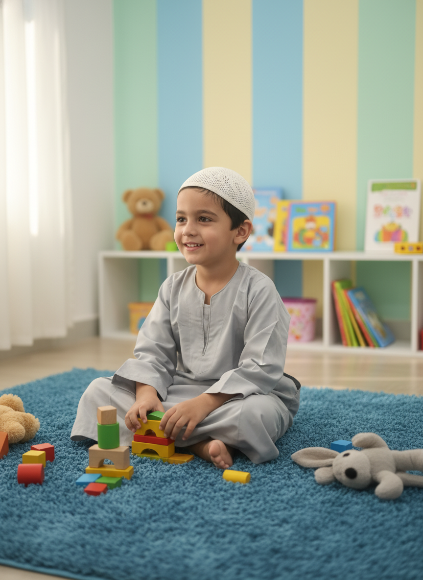 Al-Jameel Boys' Traditional Thobe & Kufi Set (Size 8 ) Costume