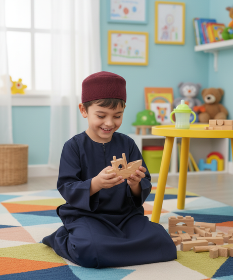 Al-Khalil Children's Navy Thobe & Kufi Set ( Size 4 ) Costume