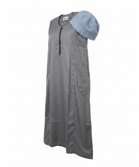 Al-Khalil Grey Thobe with Matching Kufi ( Size 5 ) Costume