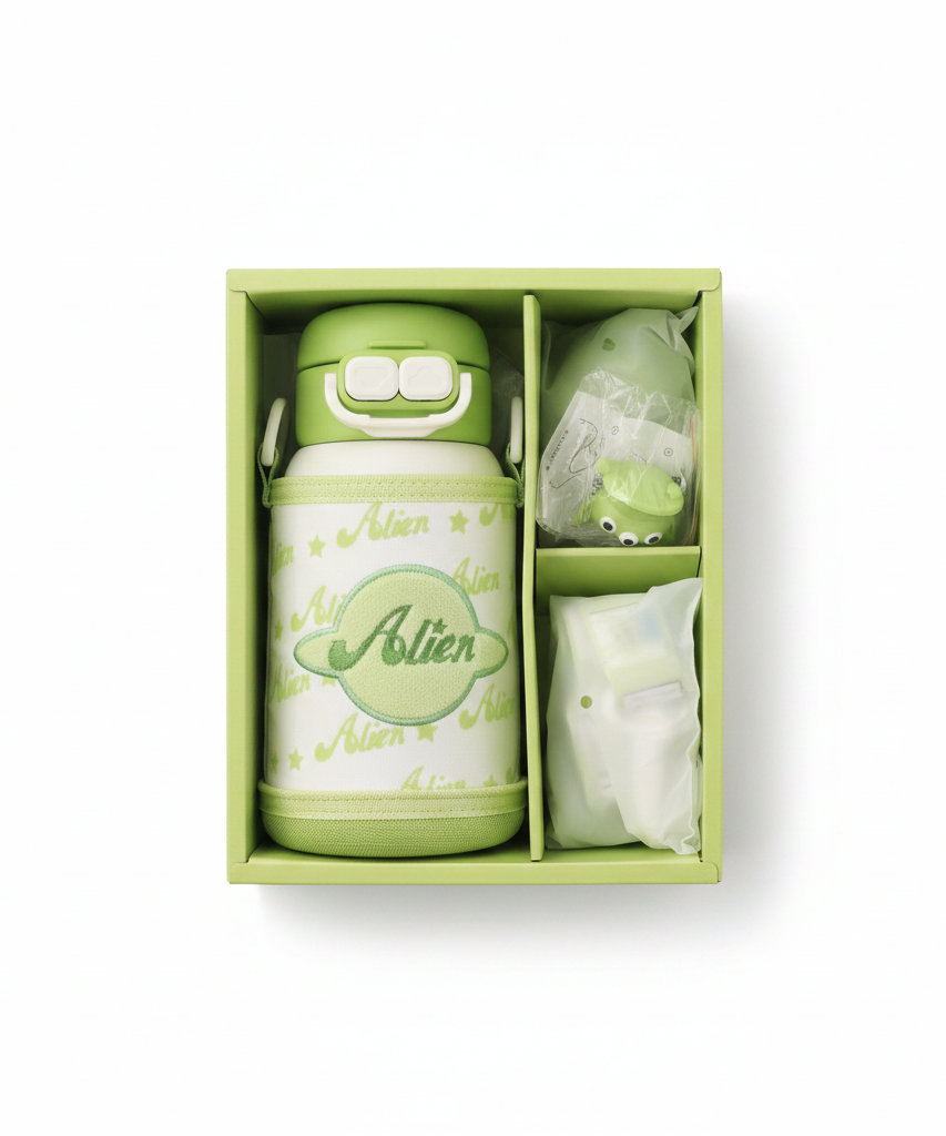 Alien Character Water Bottle Gift Set