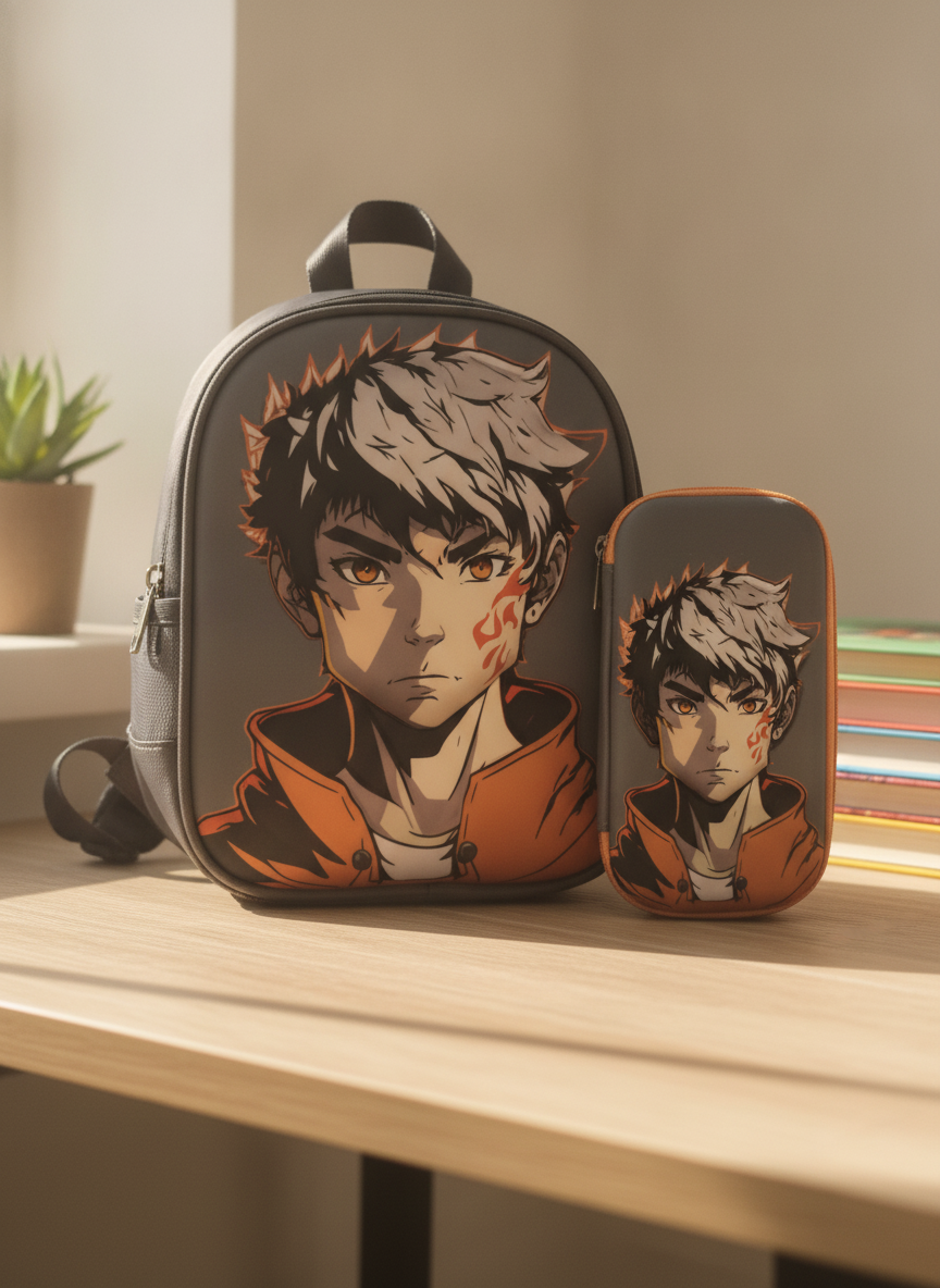 Anime Character School Essentials Set (Mini Backpack & Pencil Case)