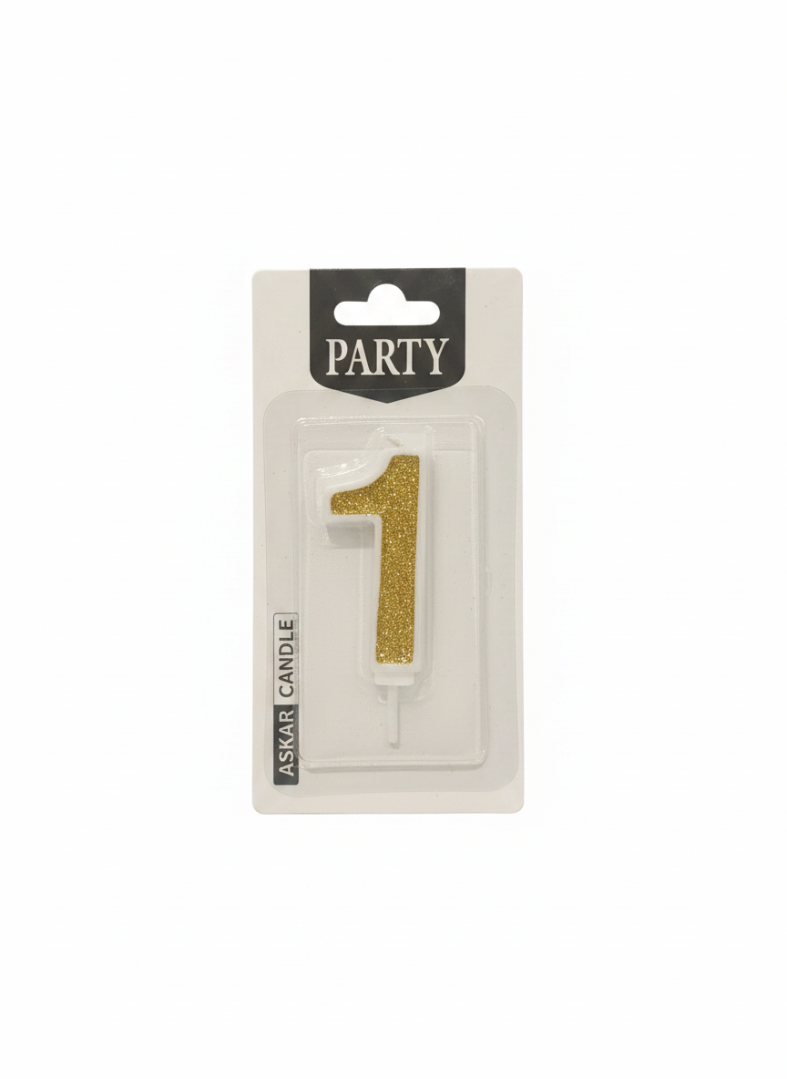 Askar Candle Party Number 1 Glitter Birthday Candle