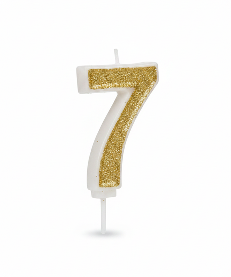 Askar Candle Party Number 7 Gold Glitter Candle