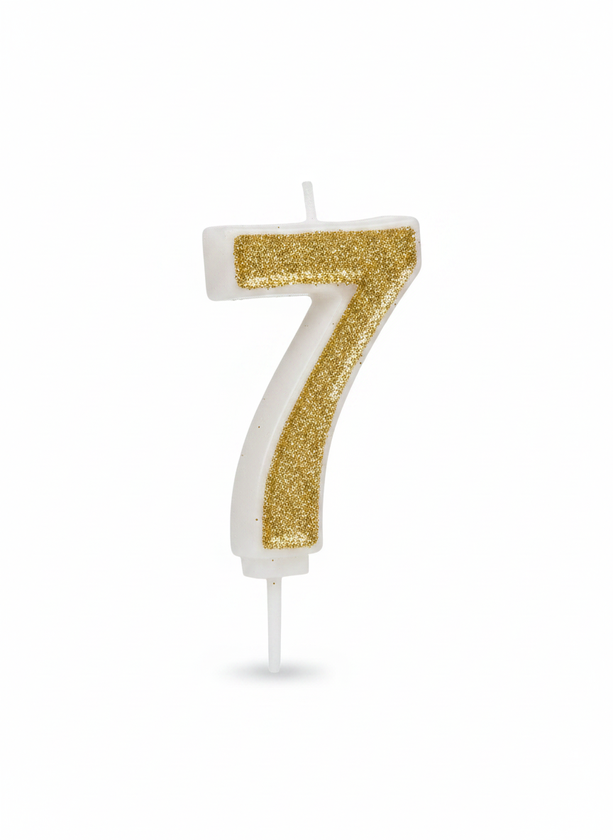 Askar Candle Party Number 7 Gold Glitter Candle