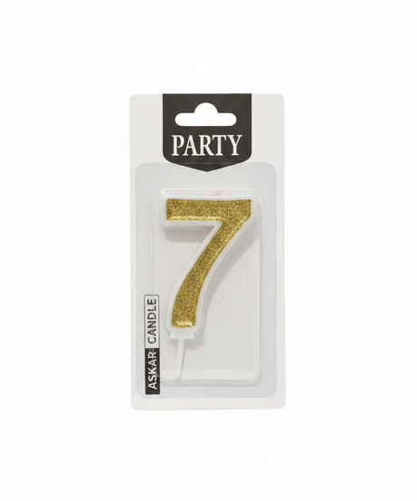 Askar Candle Party Number 7 Gold Glitter Candle