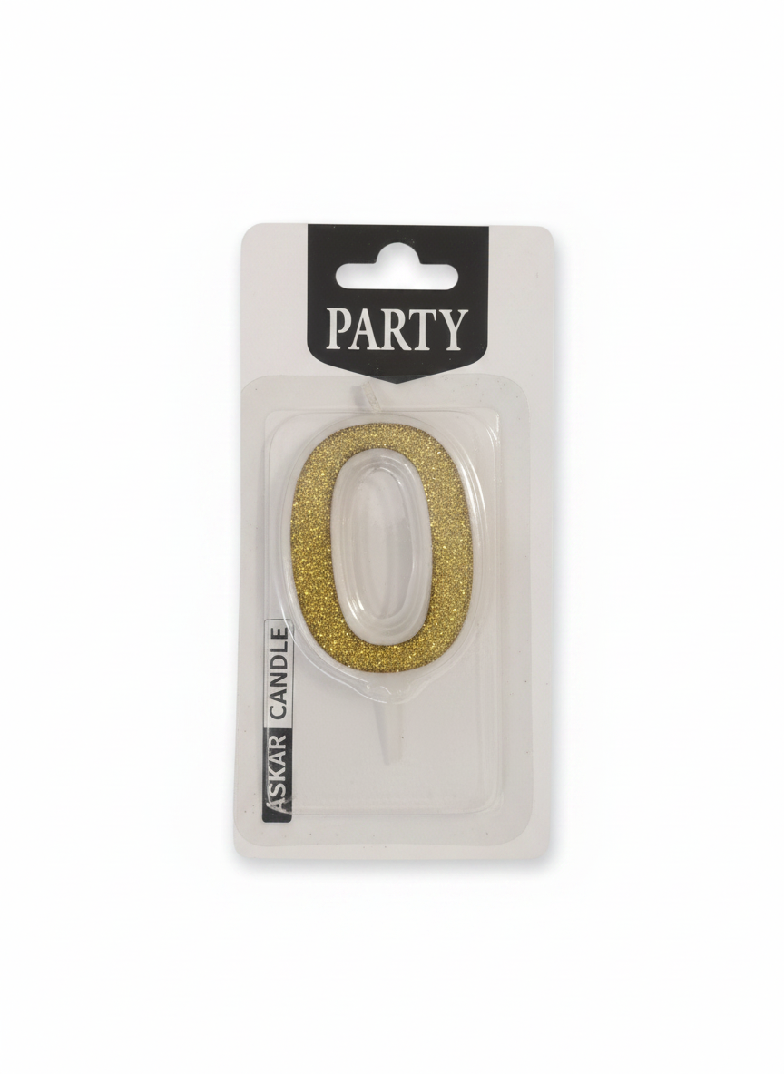 Askar Party Glitter Number 0 Candle
