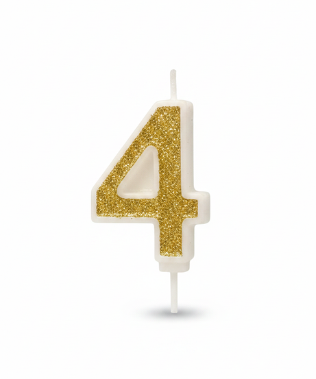 Askar Party Gold Glitter Number 4 Birthday Candle