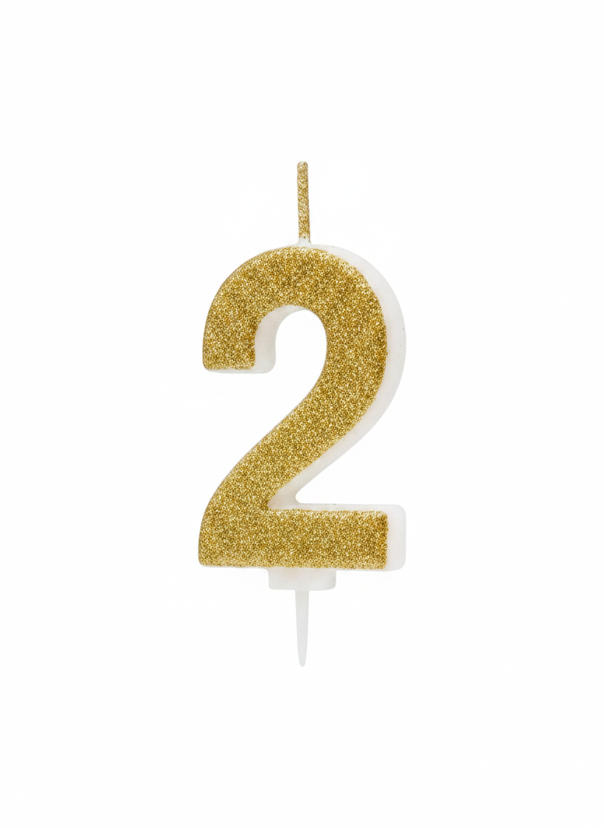 Askar Party Number 2 Glitter Candle
