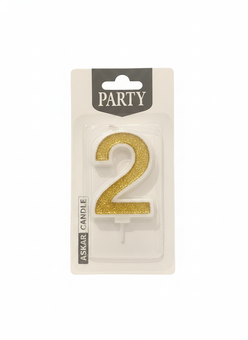 Askar Party Number 2 Glitter Candle