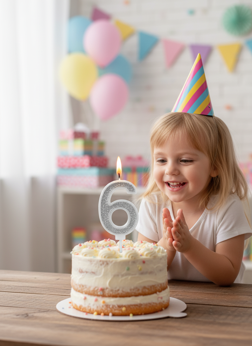 Askari Party Glitter Number 6 Birthday Candle
